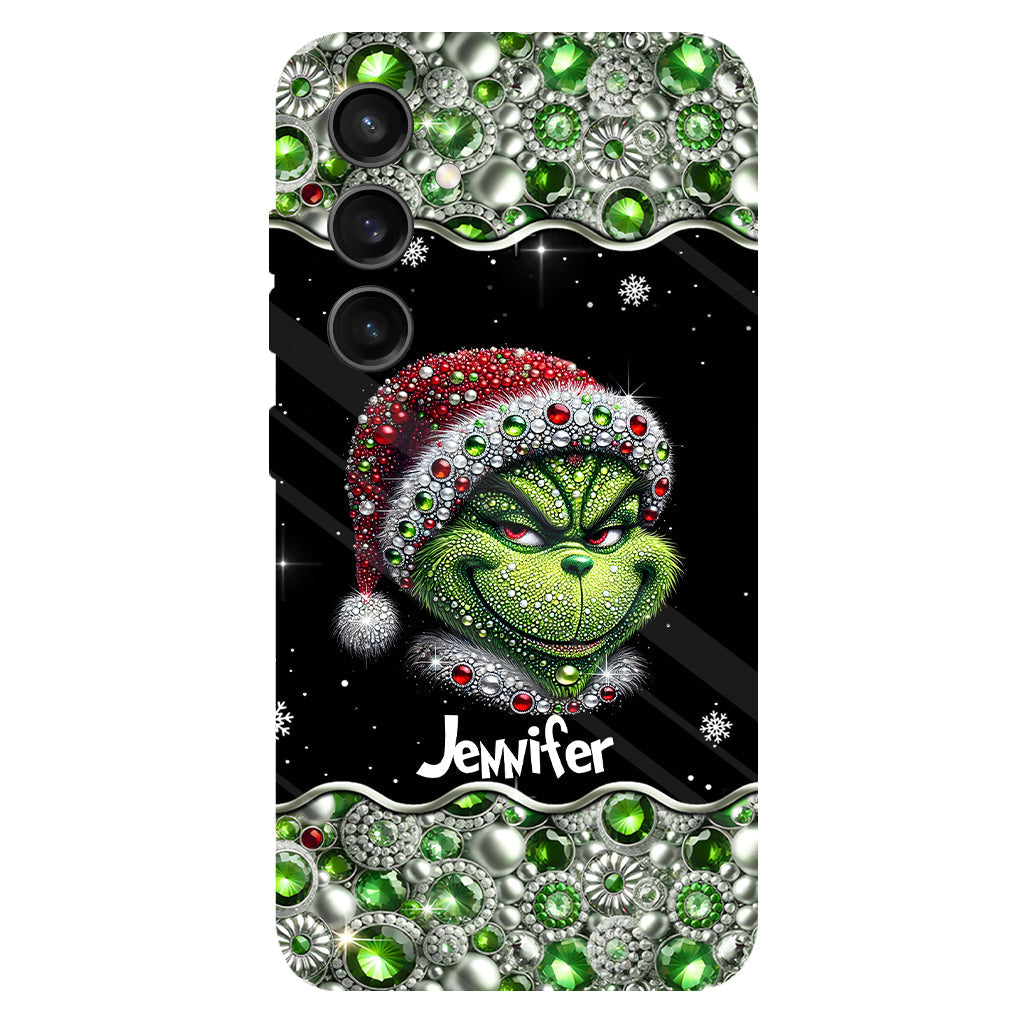 Fröhliche Grinchmas – Personalisierte Handyhülle mit Weihnachtsstola-Motiv und Volldruck