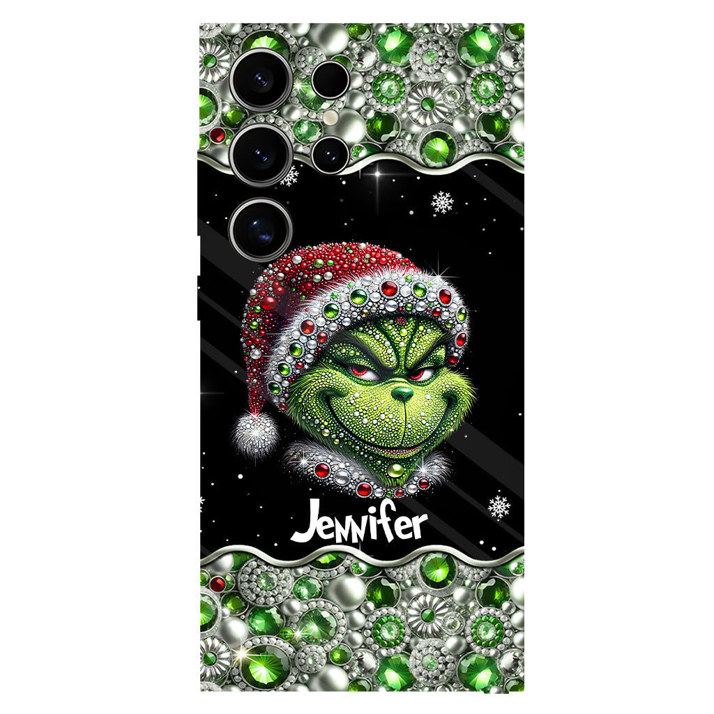 Fröhliche Grinchmas – Personalisierte Handyhülle mit Weihnachtsstola-Motiv und Volldruck