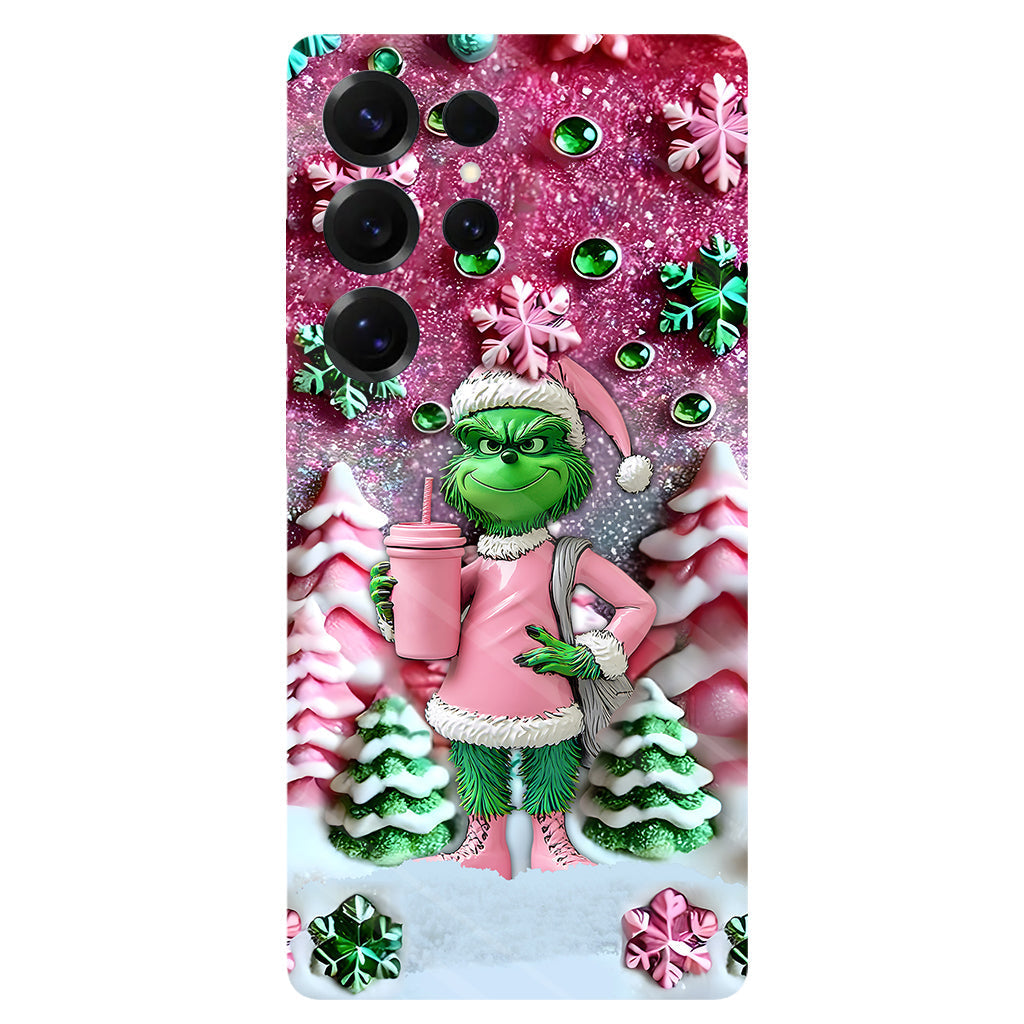 Fröhliche Grinchmas – Personalisierte Handyhülle mit Weihnachtsstola-Motiv und Volldruck