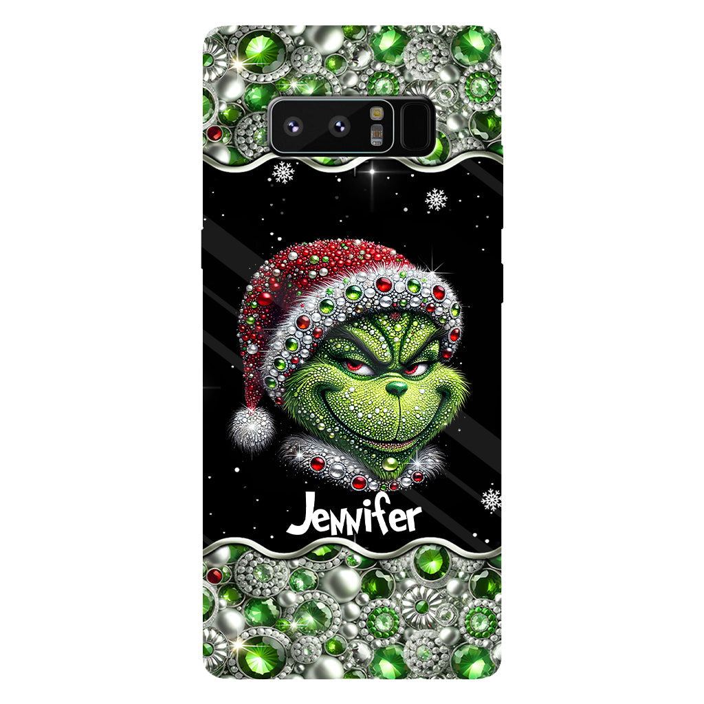Fröhliche Grinchmas – Personalisierte Handyhülle mit Weihnachtsstola-Motiv und Volldruck