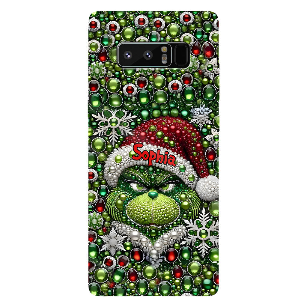 Fröhliche Grinchmas – Personalisierte Handyhülle mit Weihnachtsstola-Motiv und Volldruck