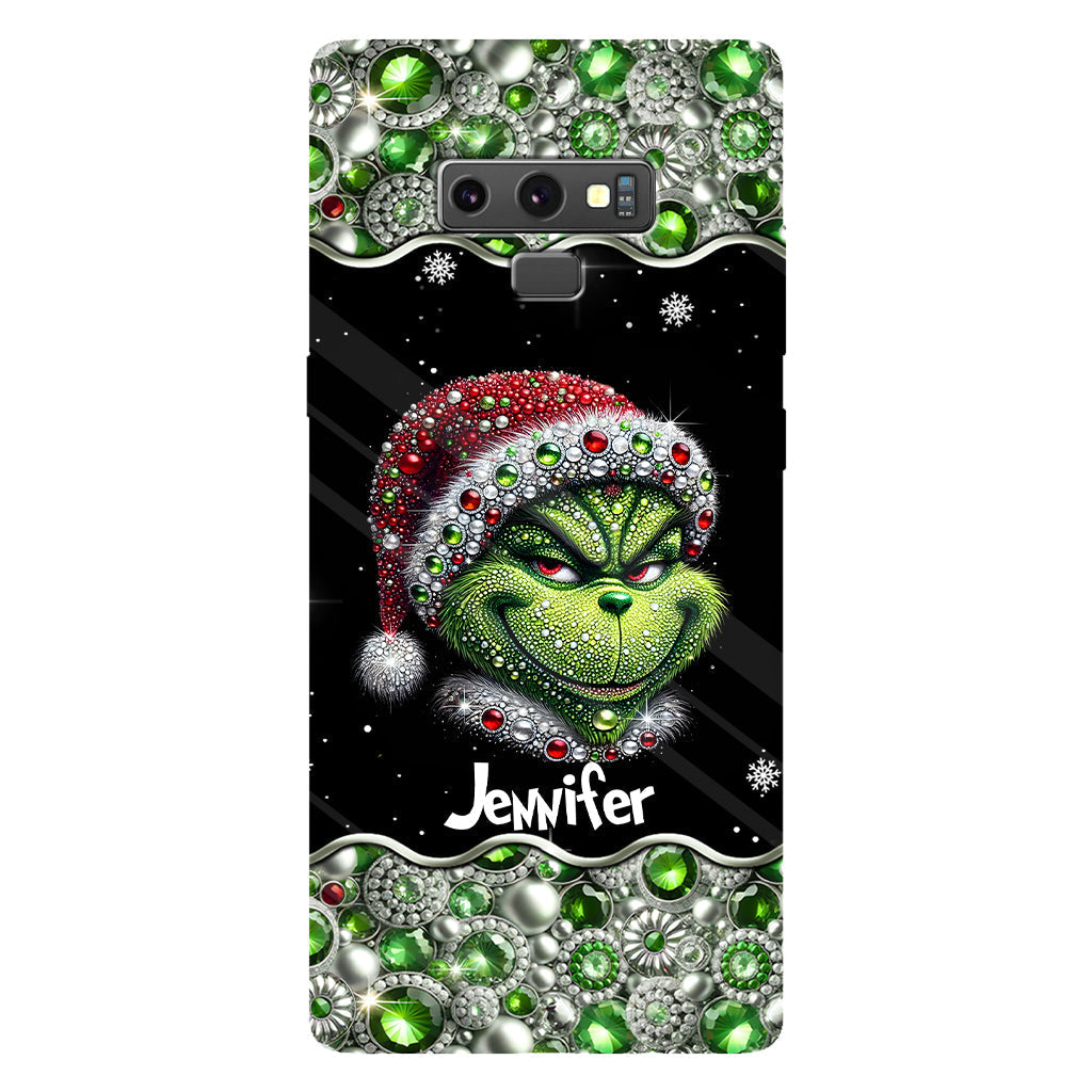 Fröhliche Grinchmas – Personalisierte Handyhülle mit Weihnachtsstola-Motiv und Volldruck