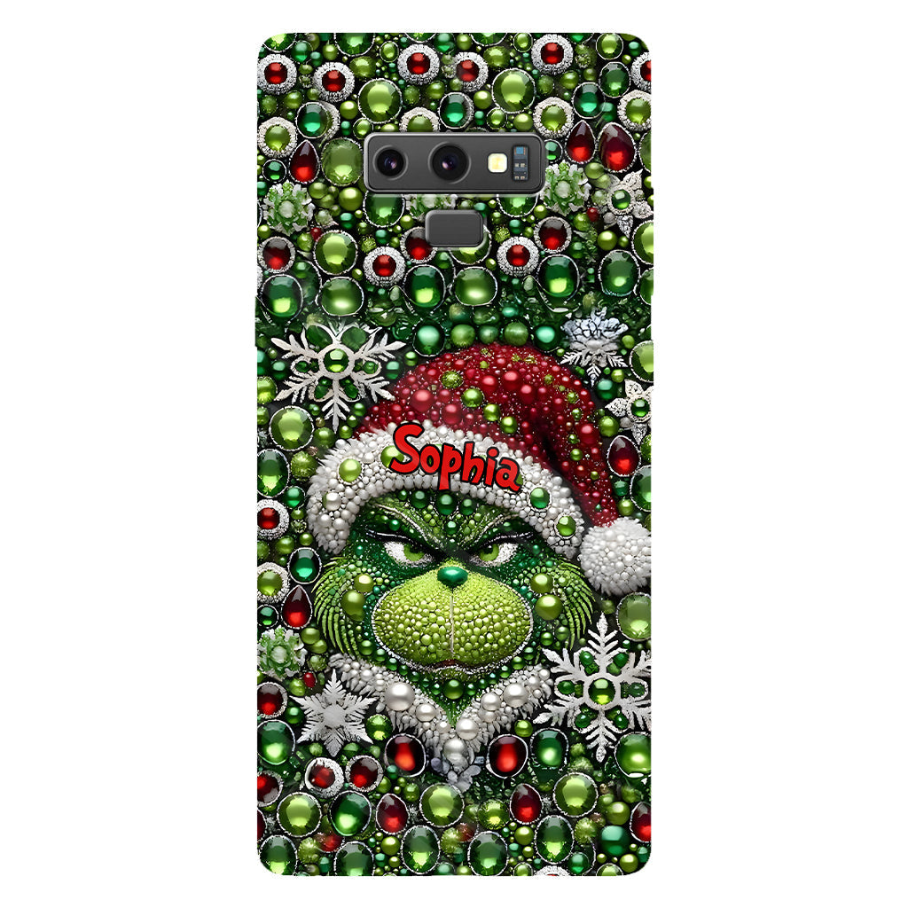 Fröhliche Grinchmas – Personalisierte Handyhülle mit Weihnachtsstola-Motiv und Volldruck