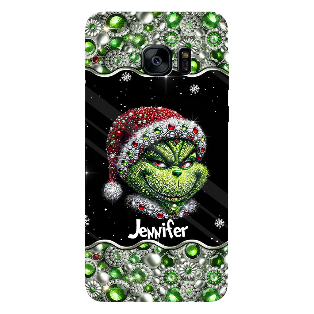 Fröhliche Grinchmas – Personalisierte Handyhülle mit Weihnachtsstola-Motiv und Volldruck