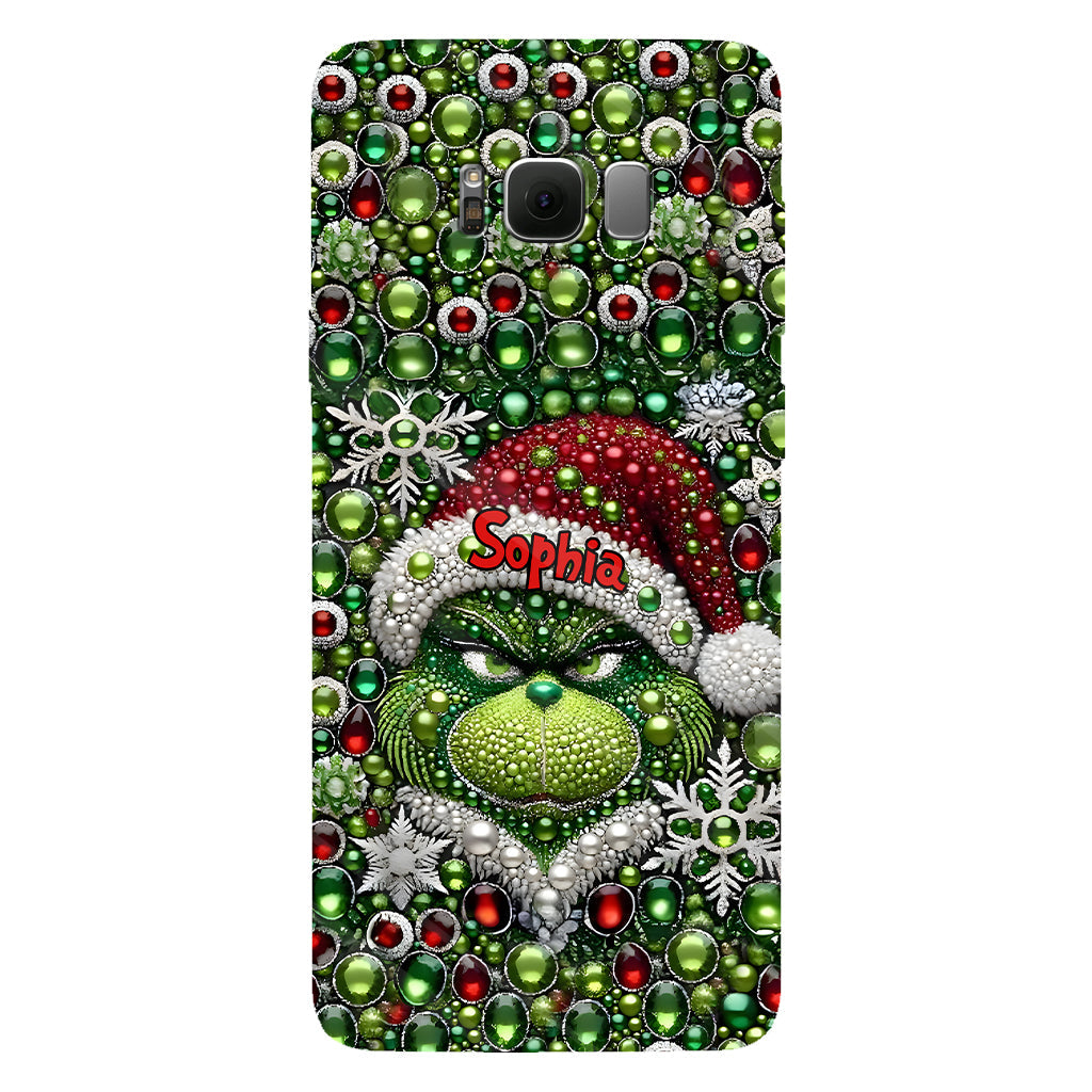 Fröhliche Grinchmas – Personalisierte Handyhülle mit Weihnachtsstola-Motiv und Volldruck