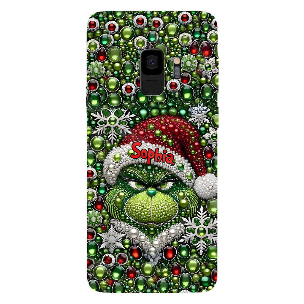 Fröhliche Grinchmas – Personalisierte Handyhülle mit Weihnachtsstola-Motiv und Volldruck