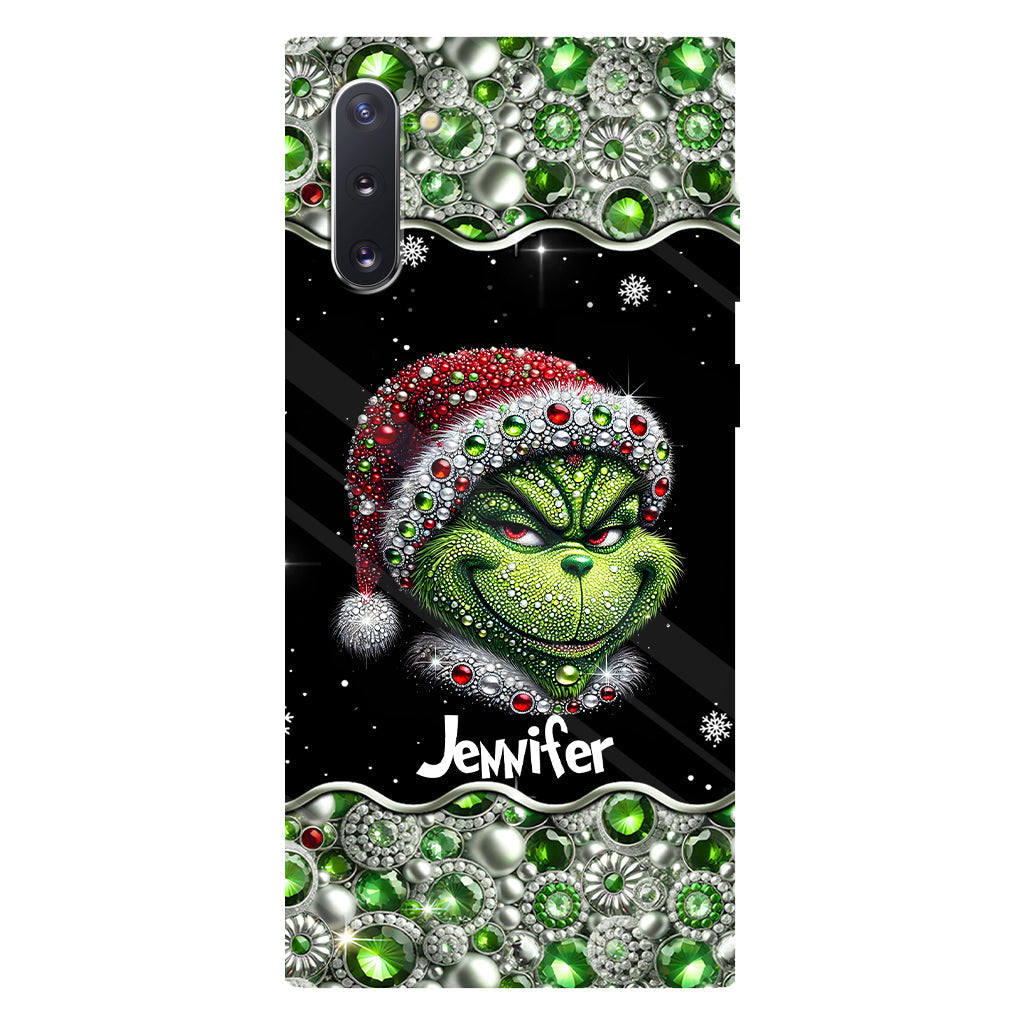Fröhliche Grinchmas – Personalisierte Handyhülle mit Weihnachtsstola-Motiv und Volldruck