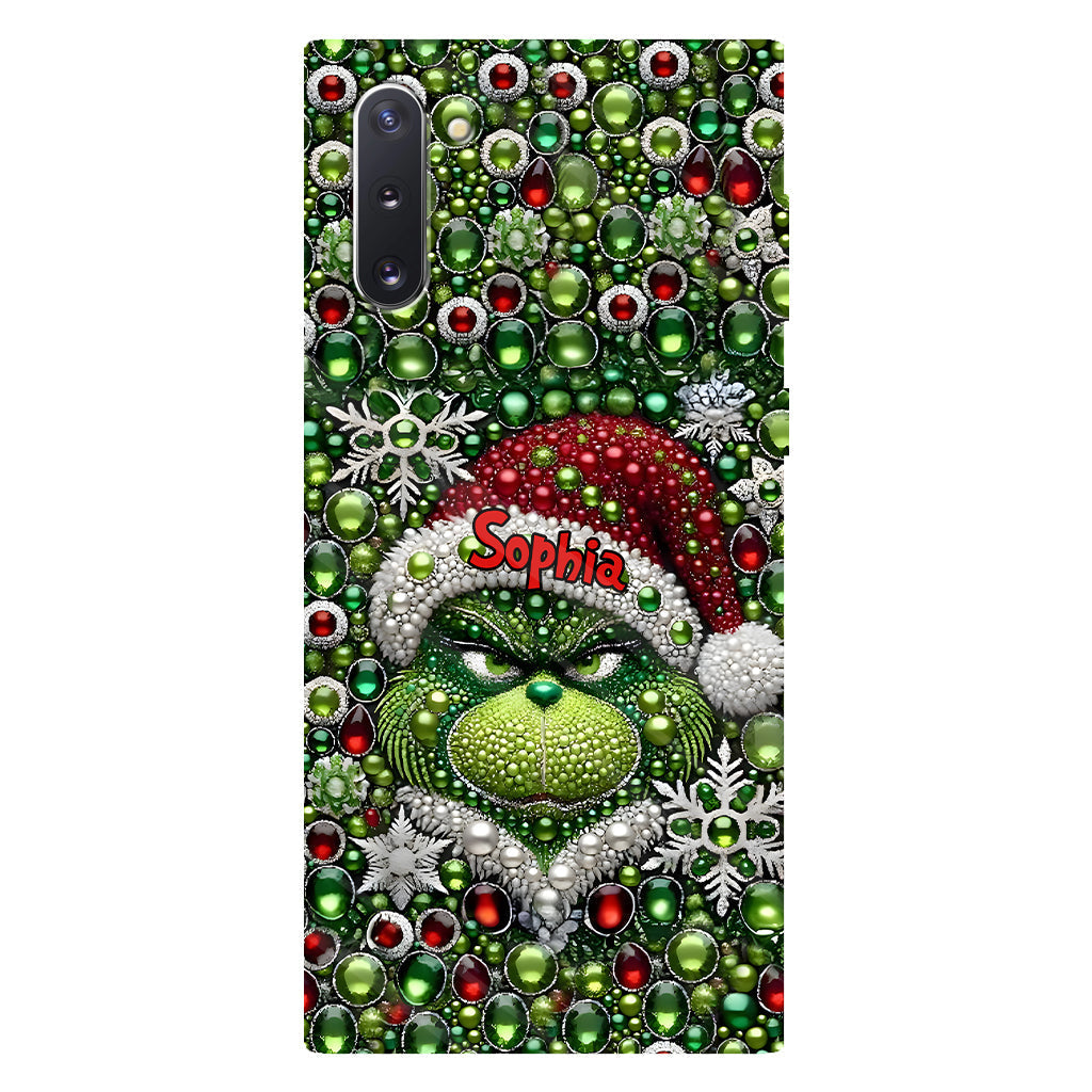 Fröhliche Grinchmas – Personalisierte Handyhülle mit Weihnachtsstola-Motiv und Volldruck