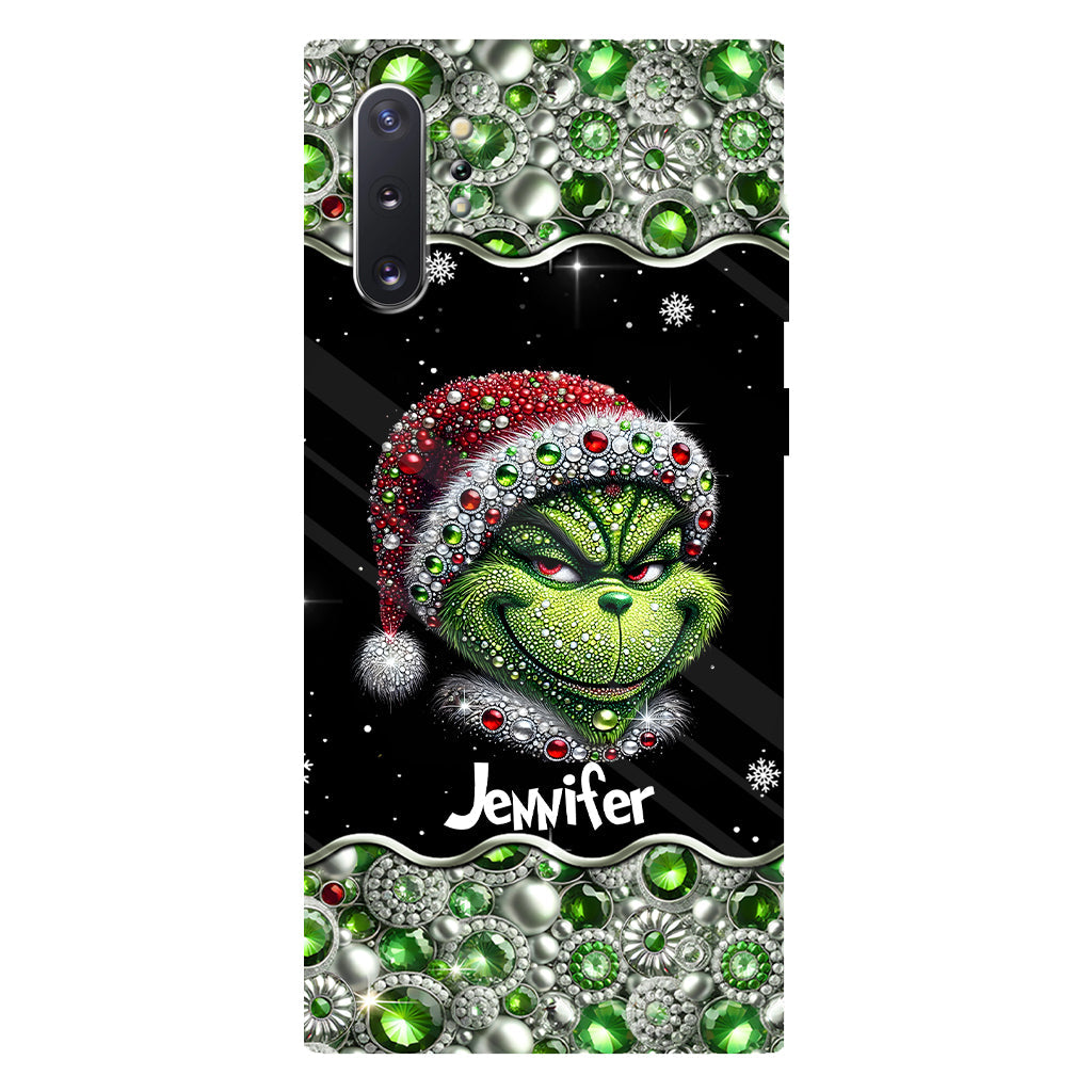 Fröhliche Grinchmas – Personalisierte Handyhülle mit Weihnachtsstola-Motiv und Volldruck