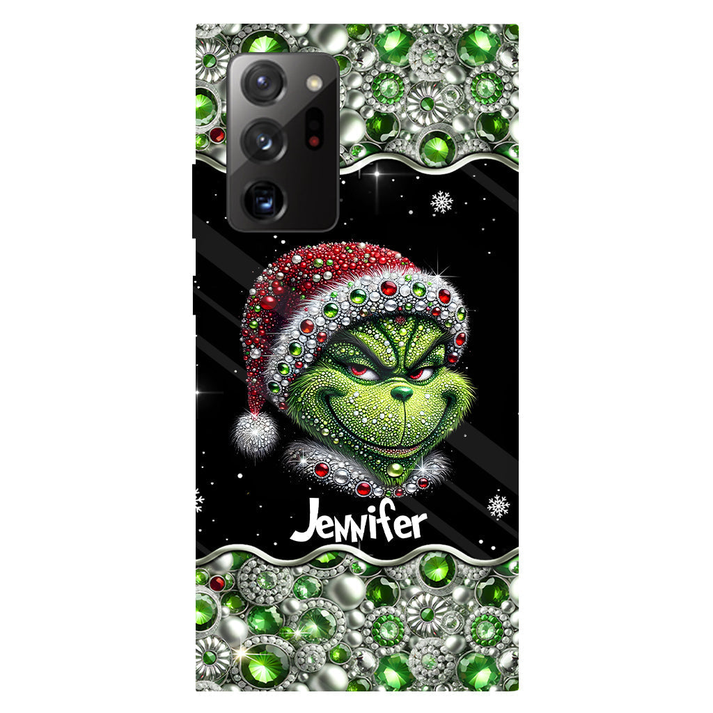 Fröhliche Grinchmas – Personalisierte Handyhülle mit Weihnachtsstola-Motiv und Volldruck