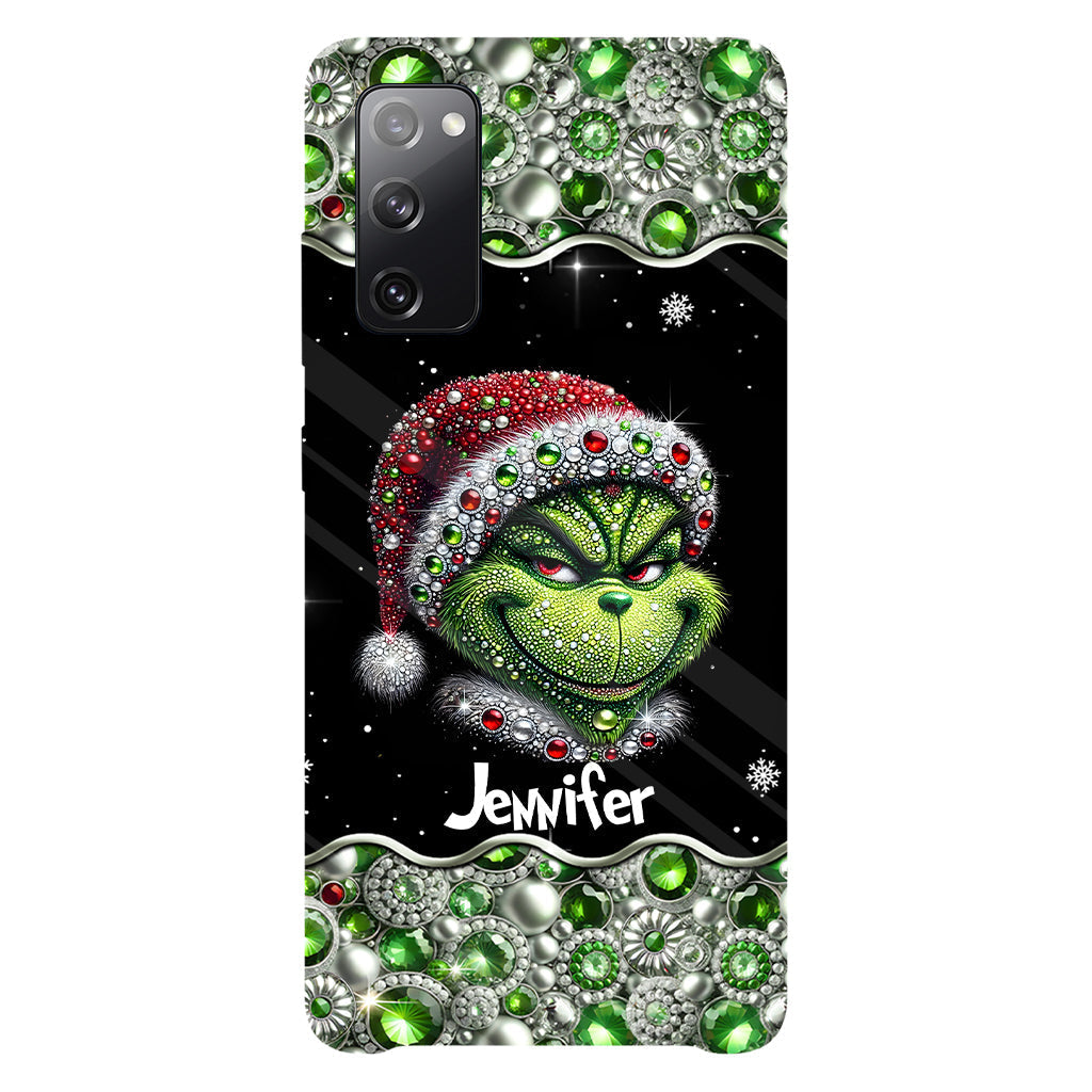 Fröhliche Grinchmas – Personalisierte Handyhülle mit Weihnachtsstola-Motiv und Volldruck