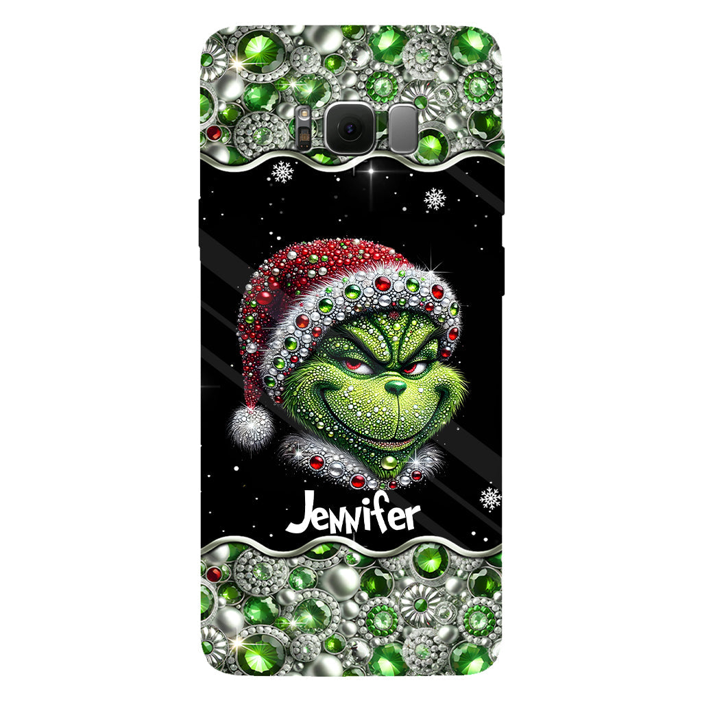 Fröhliche Grinchmas – Personalisierte Handyhülle mit Weihnachtsstola-Motiv und Volldruck