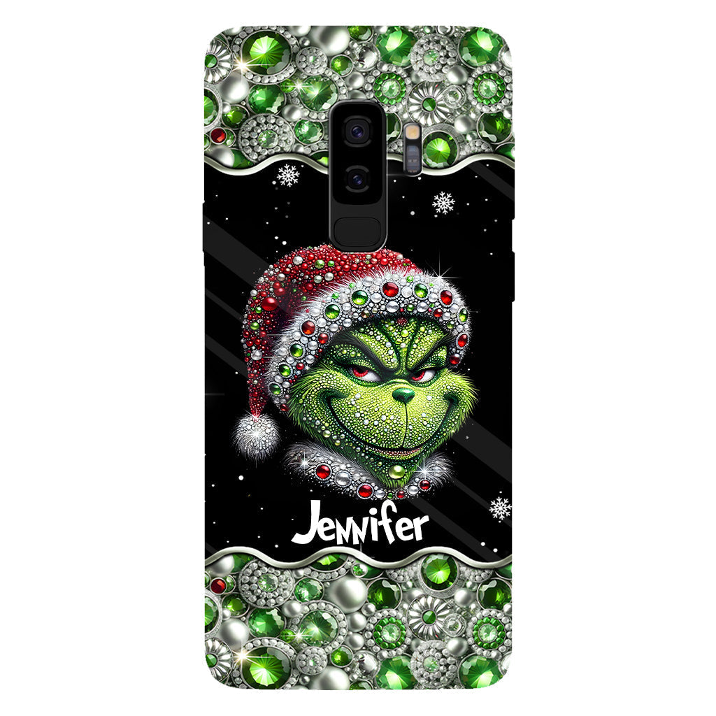 Fröhliche Grinchmas – Personalisierte Handyhülle mit Weihnachtsstola-Motiv und Volldruck