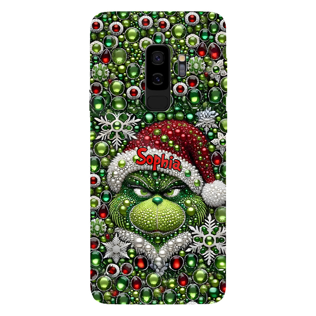 Fröhliche Grinchmas – Personalisierte Handyhülle mit Weihnachtsstola-Motiv und Volldruck