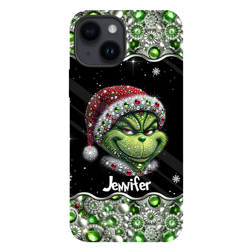 Fröhliche Grinchmas – Personalisierte Handyhülle mit Weihnachtsstola-Motiv und Volldruck