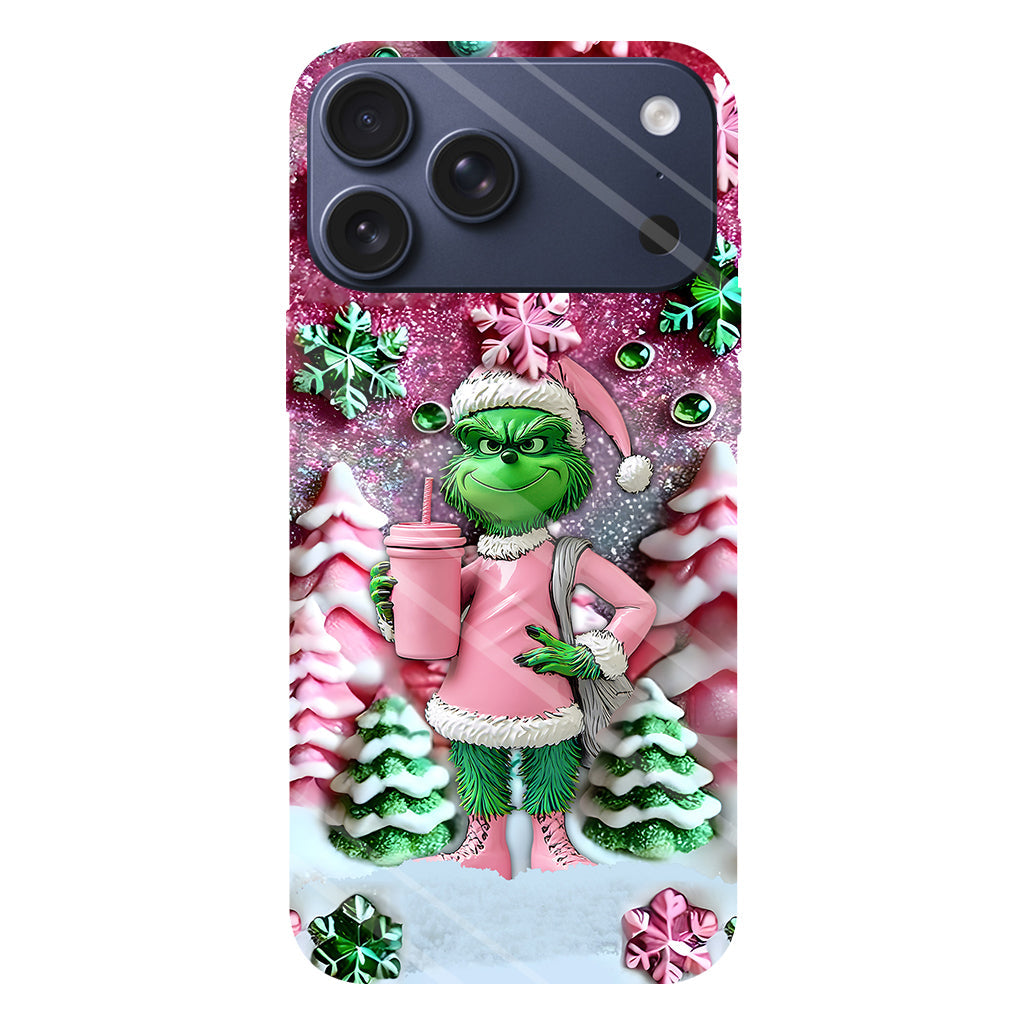 Fröhliche Grinchmas – Personalisierte Handyhülle mit Weihnachtsstola-Motiv und Volldruck